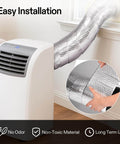 Portable air conditioner with Double Bubble Foil Insulation Roll 6 Inch By 25 Feet Reflective HVAC Duct Wrap attached to window