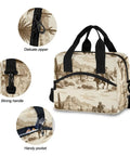 Desert Cowboy Insulated 10L Cooler Bag Leakproof Lunch Box with zipper, handle, and pocket details, 300D Oxford fabric.