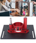 Premium Manual Router Lift System With Precision Crank Adjustment For Table Saw Insert Base Plate showing sturdy red lift mechanism on black plate.