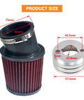 Air Filter Intake Kit For Go Karts And Mini Bikes Durable Easy Install 6.5 HP GX160 GX200 Predator 212cc Coleman BK200 BT200X CT200U Trail CT200U Engine Replacement Upgrade with dimensions