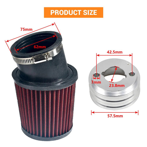 Air Filter Intake Kit For Go Karts And Mini Bikes Durable Easy Install 6.5 HP GX160 GX200 Predator 212cc Coleman BK200 BT200X CT200U Trail CT200U Engine Replacement Upgrade with dimensions