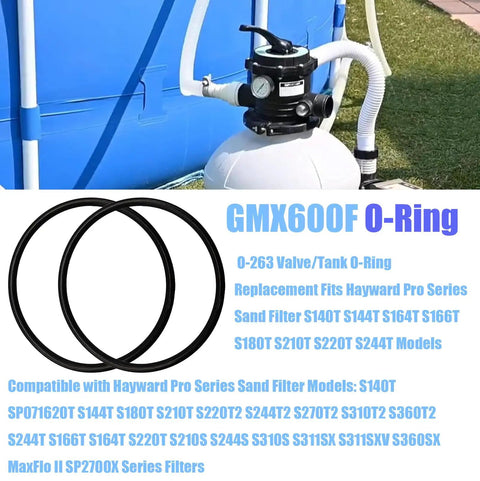 Two Pack Valve And Tank O Ring Replacement For Hayward Pro Series Sand Filters No Hassle Leak Proof Seal Fits S140T S144T S164T S166T S180T S210T S220T S244T S270T S310T S360T And MaxFlo II SP2700X, 2 black rubber rings