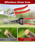 Heavy Duty Garden Pruning Shears Set With Japanese SK5 Steel Blade And Long Straight Snip featured with clean cut examples