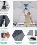 16x16 Pop Up Gazebo Hexagon Canopy Tent With Mosquito Netting, adjustable height features, and durable frame details