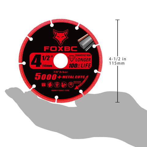 4-1/2 Inch Diamond Cutting Wheel For Angle Grinder Dry Cut Metal Cut Off Up To 100X Longer Life Than Standard Discs 7/8 Inch Arbor 3 Pack