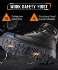 Steel Toe Waterproof Work Boots For Men, Tough As Nails, Puncture Proof, Oil And Slip Resistant, EH Electrical Hazard Protection shown in profile view