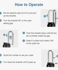 Instruction guide for setting Two Pack 2.6 Inch Long Shackle 4 Digit Outdoor Waterproof Padlock For Hasps Lockers Fences Gates Toolboxes Cases And Cabinets Built Tough As Nails From Zinc Alloy And Steel