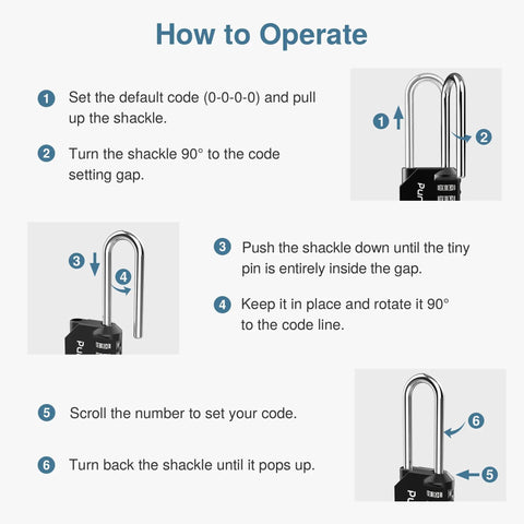 Instruction guide for 4 Pack 2.6 Inch Shackle 4 Digit Outdoor Waterproof Padlocks for Hasps Lockers Fences Gates Toolboxes and Cabinets Heavy Duty Zinc Alloy Security Locks