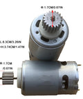 Two 12V 40000RPM 19T Electric Motors For Power Wheels Upgrade High Speed Ride On Car Replacement Parts Compatible With Fisher Price Barbie Jeep Ford F 150 Kawasaki Dynacraft ATV, showing size dimensions and metal gear details.