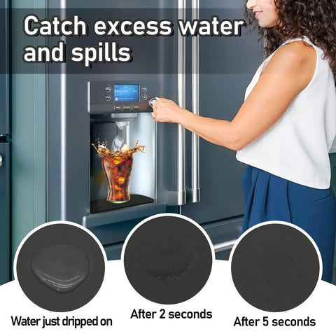 Refrigerator Drip Tray Catcher 2 Pack Cuttable Mats 8.3 By 3.1 Inch Keeps Fridge Neat And Spill Free Absorbent Pad Fridge Drip Pad For Samsung Whirlpool GE Trapezoid Black