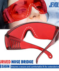 Built Tough Dental Protective Goggles Offering Straight Up Heavy Duty Laser Safety And Ultraviolet Led Shielding To Keep Your Vision Sharp While Dodging Lens Fog During Those Nonstop Clinical Days. Red goggles with curved nose bridge design.