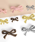 Brushed Gold Bow Dresser Knobs Set Of 8, Large Decorative Drawer Pull Handles in multiple finishes for Girls Bedroom and Nursery