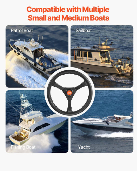 Pro Grade Alloy Marine Boat Steering System Kit With 13 Ft Steering Cable, 13.5 Inch Steering Wheel, 3/4 Inch Tapered Shaft, Rotary Steering For Yachts, Fishing Boats, And More
