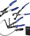 3 Piece Hose Clamp Pliers Set With Pouch Includes Flat Band Angled And Long Reach Wire Spring Clamp Pliers For Quick Removal