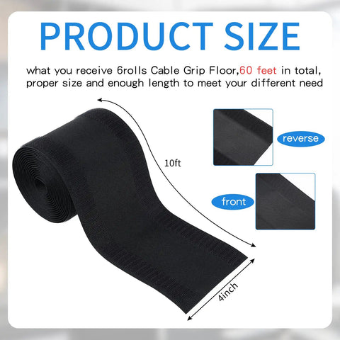 Carpet Cord Cover And Cable Protector Floor Strip For Commercial Office Carpets 59.06 Ft Black Easy Hook And Loop Cable