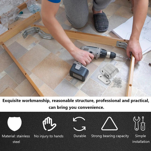 Installing Stainless Steel Flat Straight Bracket Set For Furniture And Cabinets Heavy Duty Corner Brace Plates using drill