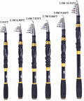 Lineup of ultralight telescopic fishing rods in various lengths with 24 Ton carbon fiber build, CNC reel seat, and stainless steel guides.
