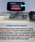 Mazda infotainment screen showing system update with instructions, part of Slick Wireless Type C CarPlay Retrofit Kit For Mazda 2 3 6 CX 3 CX 5 CX 9 MX 5 2015 2020 With PD Fast Charging Apple CarPlay Wireless Only No Android Auto Easy Plug N Play Upgrade For Mazda Infotainment System.