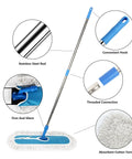 Heavy Duty 24 Inch Commercial Dust Mop With Long Swivel Handle For Wet And Dry Cleaning featuring stainless steel rod and absorbent cotton yarn.