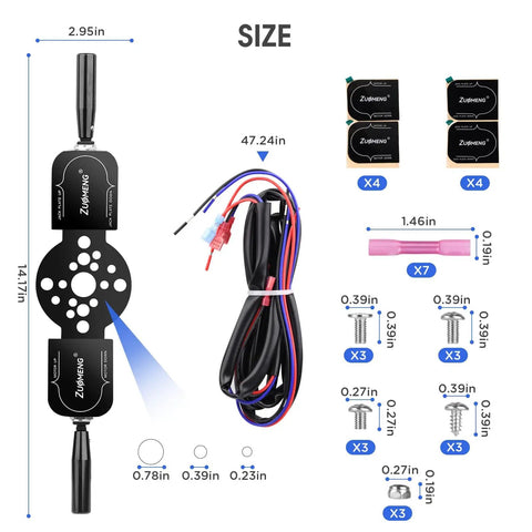 Dimensions and components of Dual Trim and Jack Plate Switch With Fingertip Blinker Style Bezel Control For Seastar Hydraulic Steering
