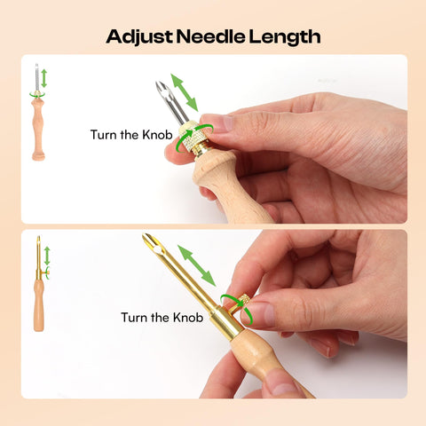 Adjustable wooden punch needles from the Dope All In One Punch Needle Kit For DIY Embroidery With Wooden Handles Finger Cots Storage Bag And Tools 36 Piece Complete Set For Adults And Beginners.