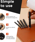 Pro Grade 12 Piece Round Leather Hole Punch Set With Hardened Carbon Steel Cutting Edge in use on leather material