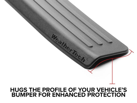 Close-up of Mazda CX 5 Rear Bumper Topper Protector Black For 2017 To 2025 Models, highlighting tight fit and protective plastic material