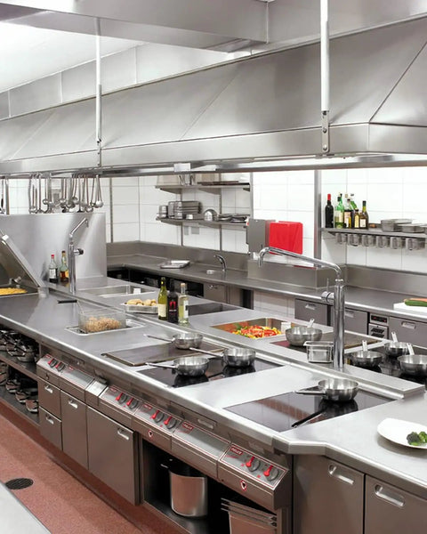 Commercial kitchen with vent hood for Heavy Duty Rubber Blow Off Caps Kit for Kitchen Suppression Vent Hood Systems and Piranha Style Grease Cap Replacements Oil and Heat Resistant Go To Caps 30 Count Aftermarket Fit for Industrial Grease Lines.