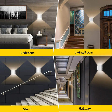 Dimmable Wall Sconce Set Of 2 Plug In LED Wall Lamps 12W Acrylic Modern Lighting installed in bedroom, living room, stairs, hallway