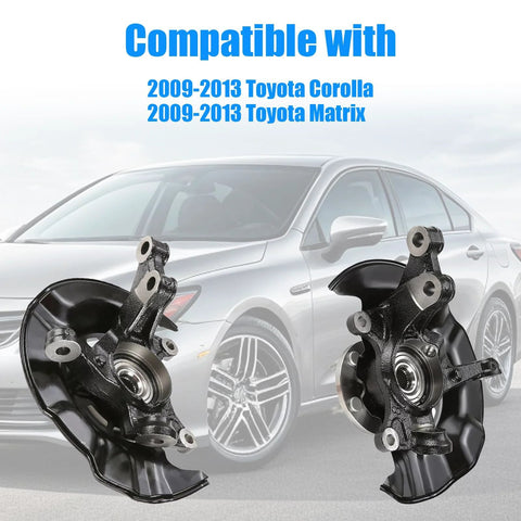 Bolt On Two Piece Front Left And Right Steering Knuckle Wheel Bearing Hub Assembly Replacement For 2009 2010 2011 2012 2013 Toyota Corolla Matrix 698381 698380 displayed with car background