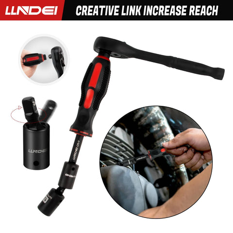 Must Have Forty Eight Piece One Quarter Inch Mini Socket Ratchet Set With Seventy Two Teeth Ratchet in use on vehicle
