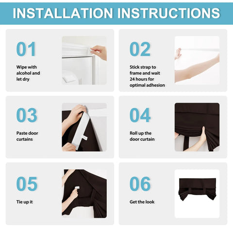 Installation steps for Tricia Door Curtain Blackout Room Darkening Privacy Tie Up Window Drape For Patio And Sidelight Glass Doors.
