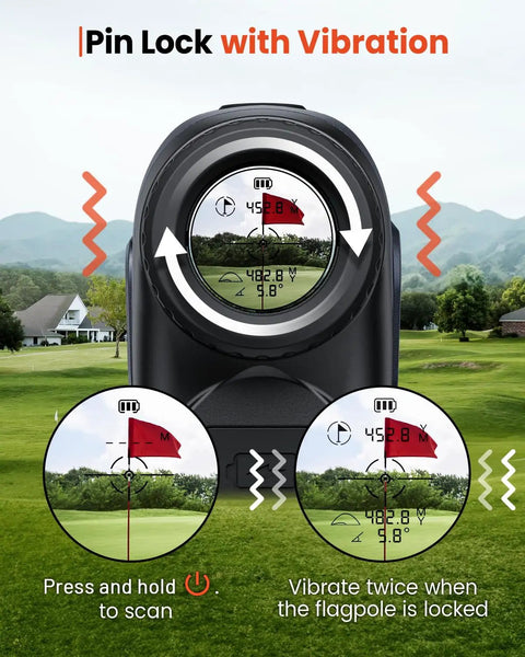 Golf Rangefinder With Slope And Pin Lock, 1700 Yard Laser Range Finder For Golf, Hunting And Archery, LCD display with pin lock.