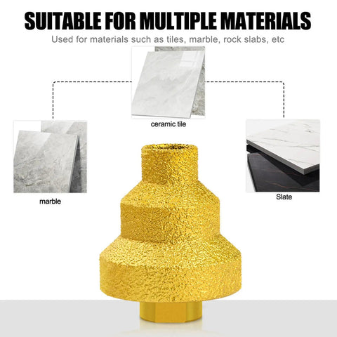 Heavy Duty Diamond Step Drill Bit For Tile Marble And Concrete With M14 Thread Perfect Fit For Angle Grinder Professional Multi Layer Brazed Chamfer Reamer Kit For Fast Clean Cutting Jobs gold diamond step bit for tile, marble, slate