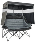 Double Camping Chair With Adjustable Canopy Shade Heavy Duty Two Person Folding Loveseat shown with canopy open