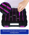 Purple 50-Compartment Double-Sided Tools Organizer Box With Removable Dividers For Small Parts Like Screws