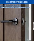 Straight Up Secure 2026 Upgraded Electric Strike Door Lock Kit With Remote Access Control And High Impact Resistant Heavy Duty Alloy Metal Keyless Entry Hardware For Main Doors on a wooden door.