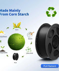 2Kg 1.75mm PLA Filament Bundle Two Black Spools with corn starch components illustration