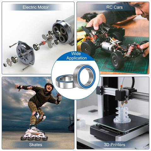 Applications of Five Pack MR117-2RS Deep Groove Ball Bearings 7x11x3mm in electric motors, RC cars, skates, and 3D printers