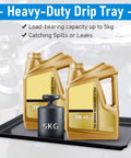 Triple Pack Extra Large Oil Drip Pan 35.4 X 24 Inch Heavy Duty Plastic Drain Tray holding 5kg weight and oil containers