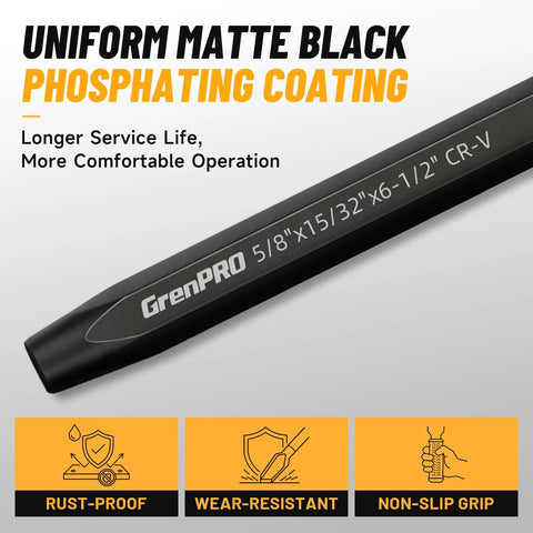 16 Piece Metal Punch And Chisel Set For Wood And Auto Projects With Precision Sharpened Edges, Heavy Duty GrenPRO tool