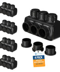 OHLECTRIC 4-pack insulated wire connectors, black plastic, 3-port single-side entry, for 4-14 AWG wires (front view)