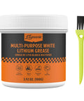 Multi-purpose white lithium grease tub (3.52 oz / 100 g) with yellow brush applicator.