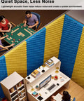 Orange High-Density Acoustic Foam Panels with Self Adhesive Peel and Stick to Banish Echo for Studio Vibes in a home setting.