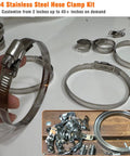 Cut To Size 12 Foot Stainless Steel Hose Clamp Kit With Ten Heavy Duty Fasteners shown with adjustable worm gear clamps