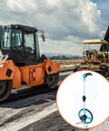 Heavy Duty Large Road Construction Measuring Wheel With Mechanical Counter And Telescopic Handle beside construction machinery on site.