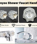 Clear Acrylic Bathroom Faucet Knob Handles Kit For Hot And Cold Water Upgrade shown in diamond shape design