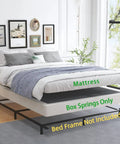 Built Straight Up Tough King Size Box Spring With Heavy Duty Metal Slats And Reinforced Steel Mattress Foundation on display.