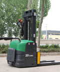Top Tier Electric Pallet Jack With Massive 3,300 Lbs Capacity And 9.8 Foot Lift Height shown in green and black for warehouse use.