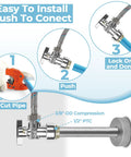 Easy to install 1/2 x 3/8 push fit quick connect for Ten Pack Lead Free Brass Angle Stop Valves with clear installation steps.